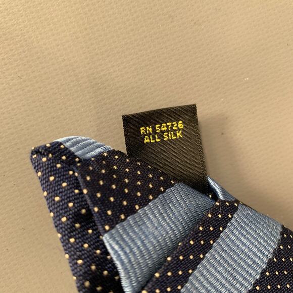 OXXFORD CLOTHES Navy Blue Diagonal Stripe Silk Tie - Picture 6 of 6